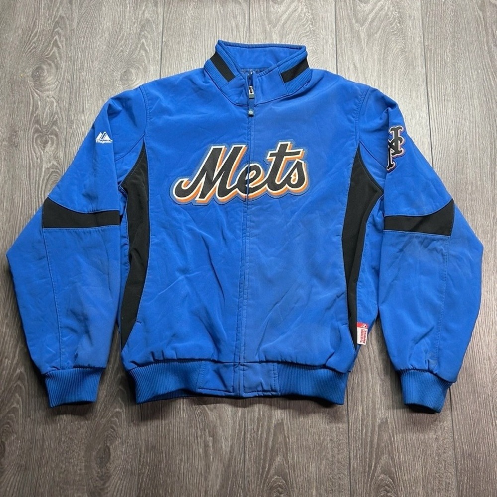 Majestic New York Mets Jacket Mens Medium Blue MLB Authentic Therma Base Zip